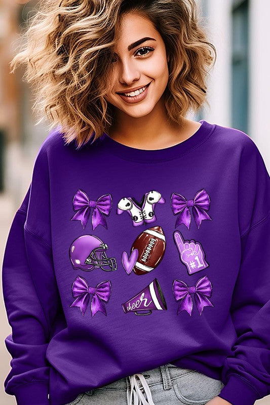 Purple Coquette Football Graphic Sweatshirts