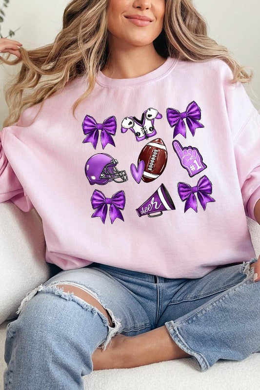 Purple Coquette Football Graphic Sweatshirts