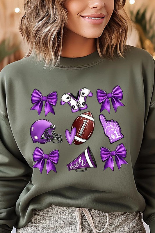 Purple Coquette Football Graphic Sweatshirts