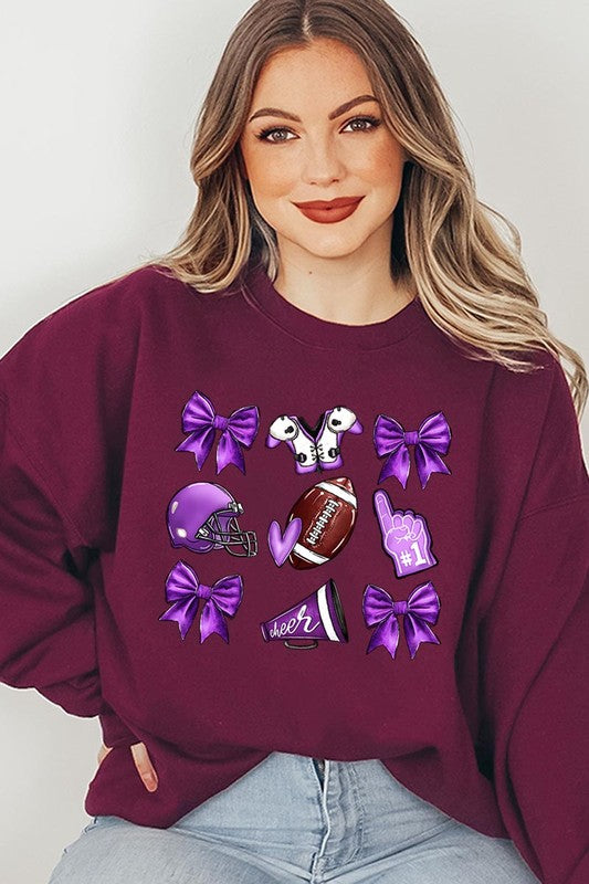 Purple Coquette Football Graphic Sweatshirts