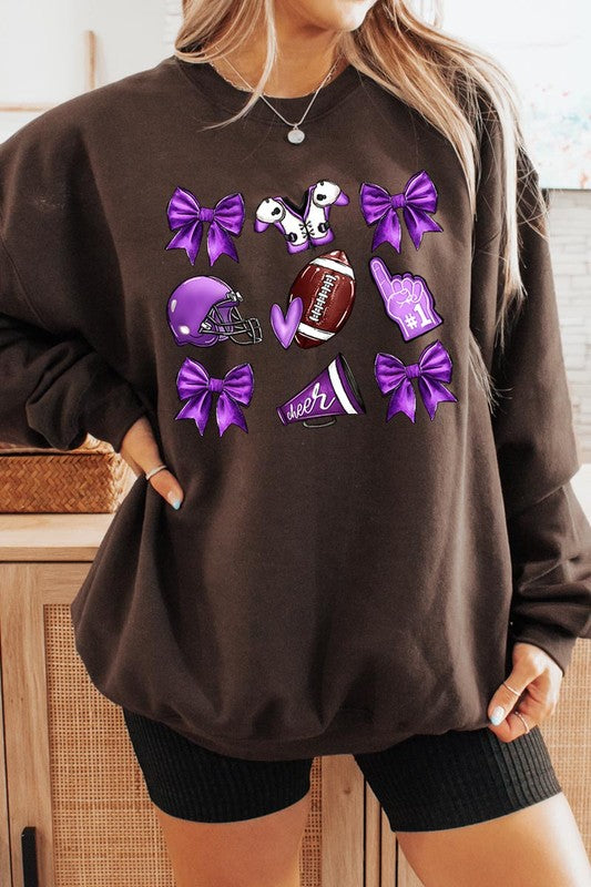 Purple Coquette Football Graphic Sweatshirts