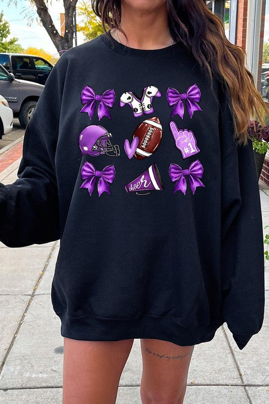 Purple Coquette Football Graphic Sweatshirts