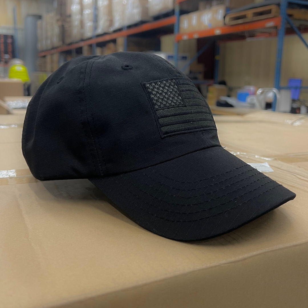 Murdered Out Black Ripstop Full Fabric American Flag Range Hat