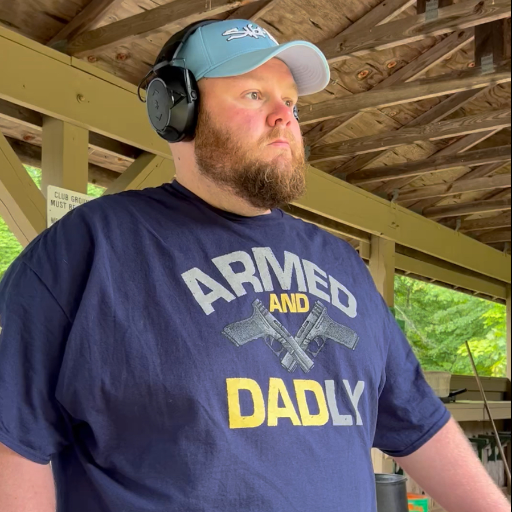 Getting some time in at the range while wearing Armed and Dadly.