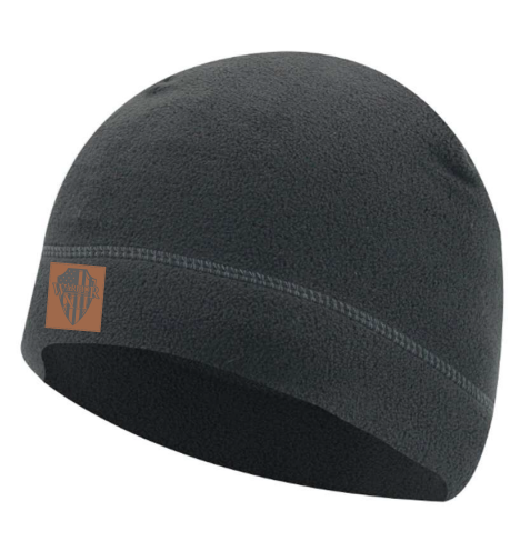 Black Microfleece Beanie - W12 Dark Brown Patch