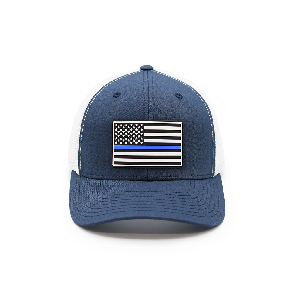 Thin Blue Line Flag PVC Patch Hat