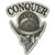 A decal featuring a Skull with Hat with the word "Conquer"