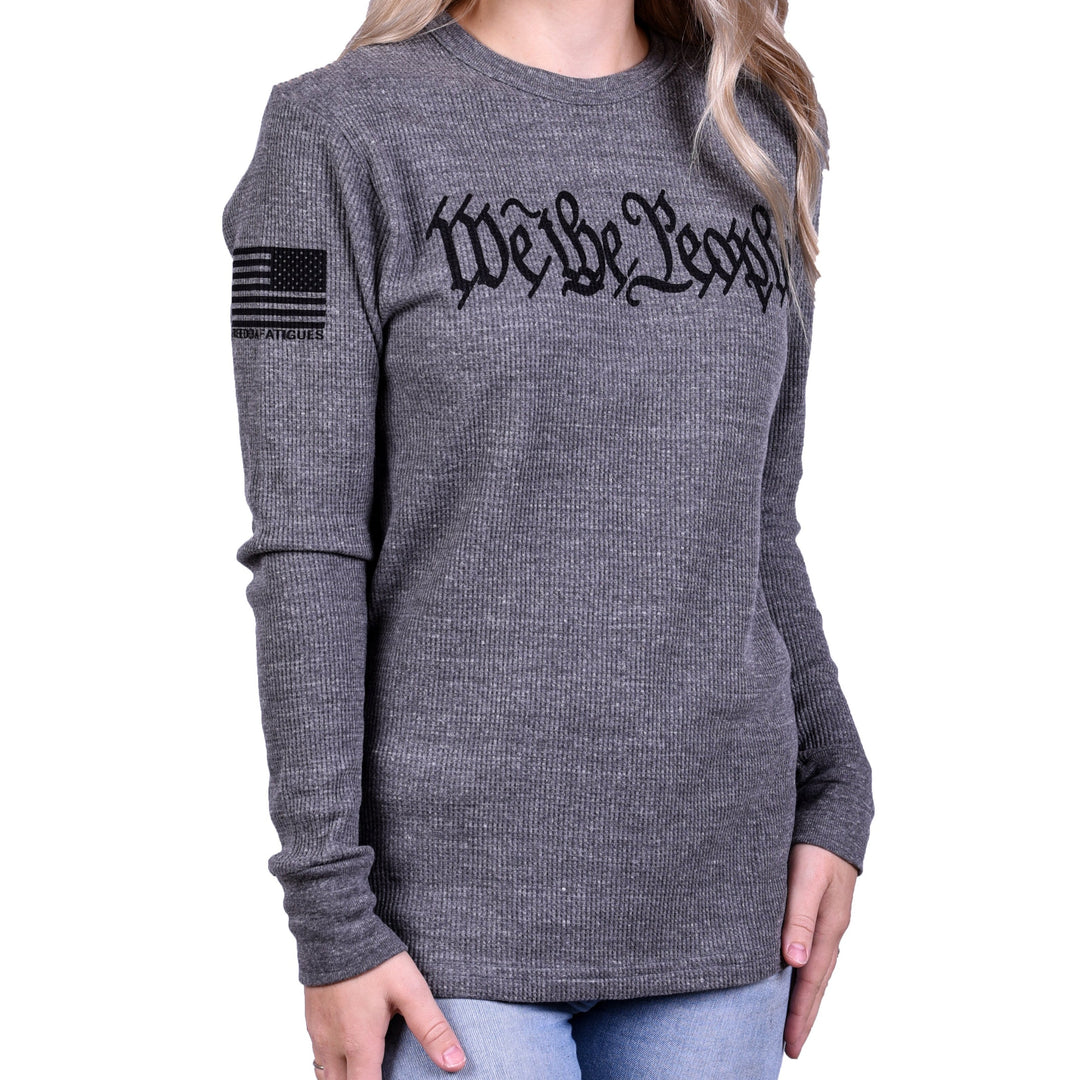 Women's "We the People" Long Sleeve Patriotic Thermal - Boyfriend Fit