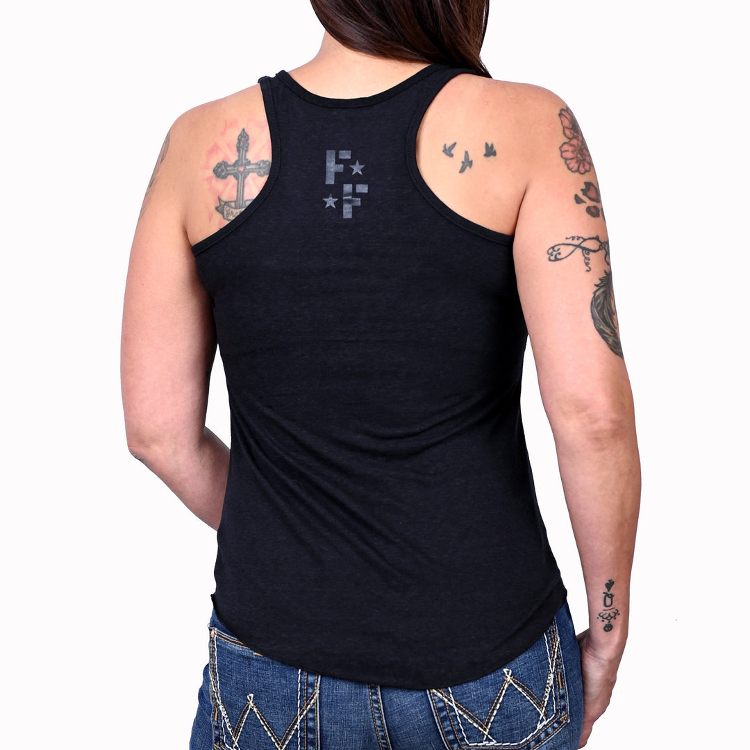 Women's Murdered Out American Flag Tank Top