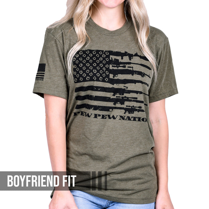 Women's Red, White & Pew Patriotic Boyfriend Fit T-Shirt