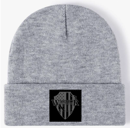 Light Gray Knit Beanie - W12 Black Patch