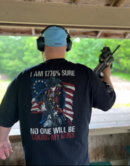 Happy customer wearing his 1776% Sure t-shirt while out at the range.