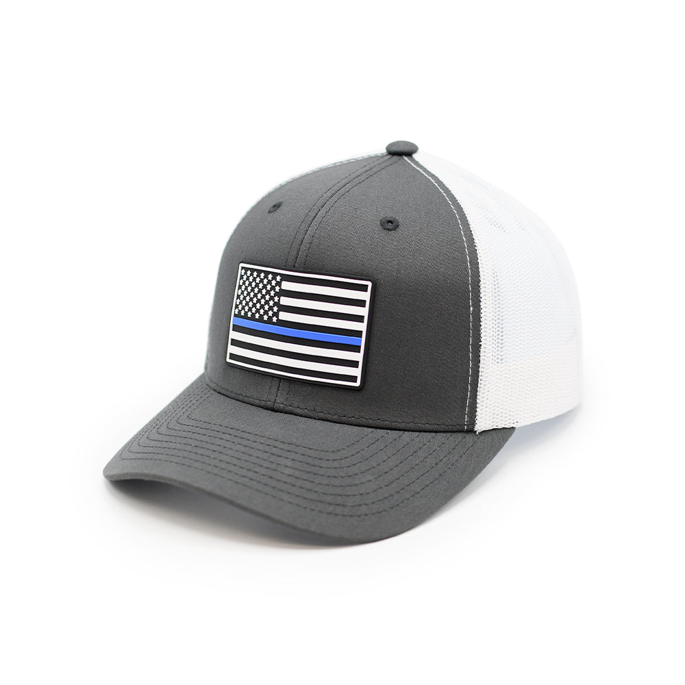 Thin Blue Line Flag PVC Patch Hat