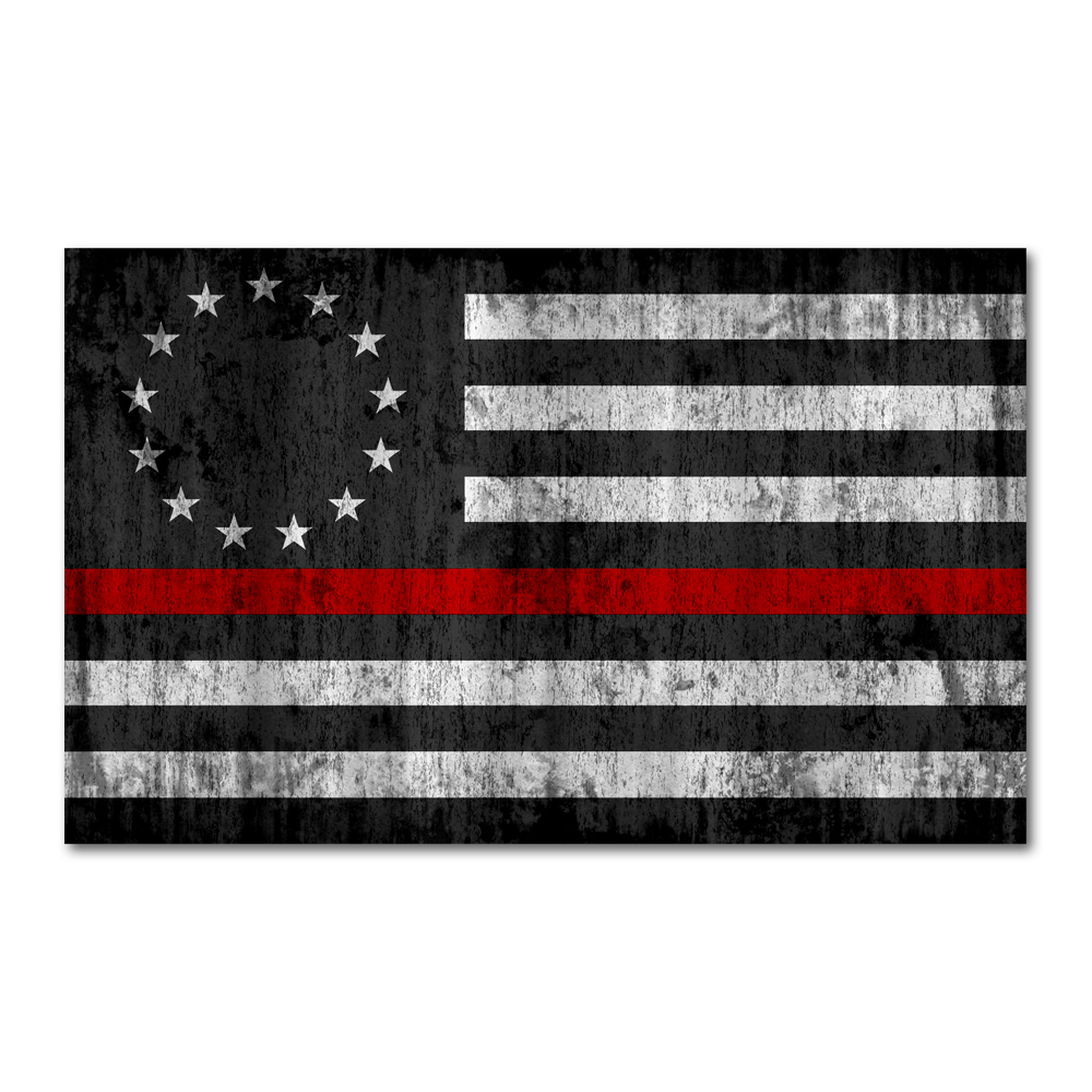 Thin Red Line Betsy Ross Flag Decal