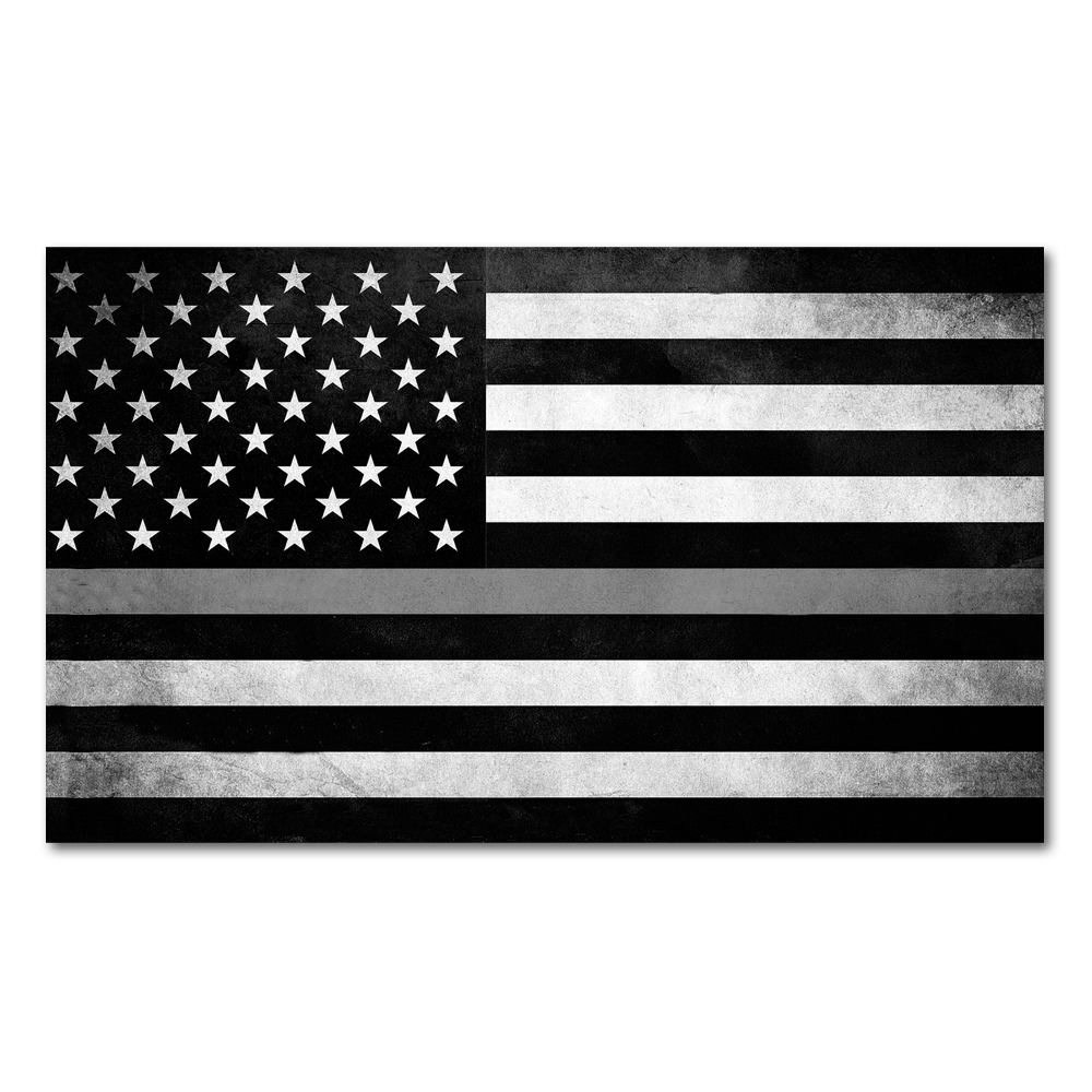 Thin Silver Line Flag Decal