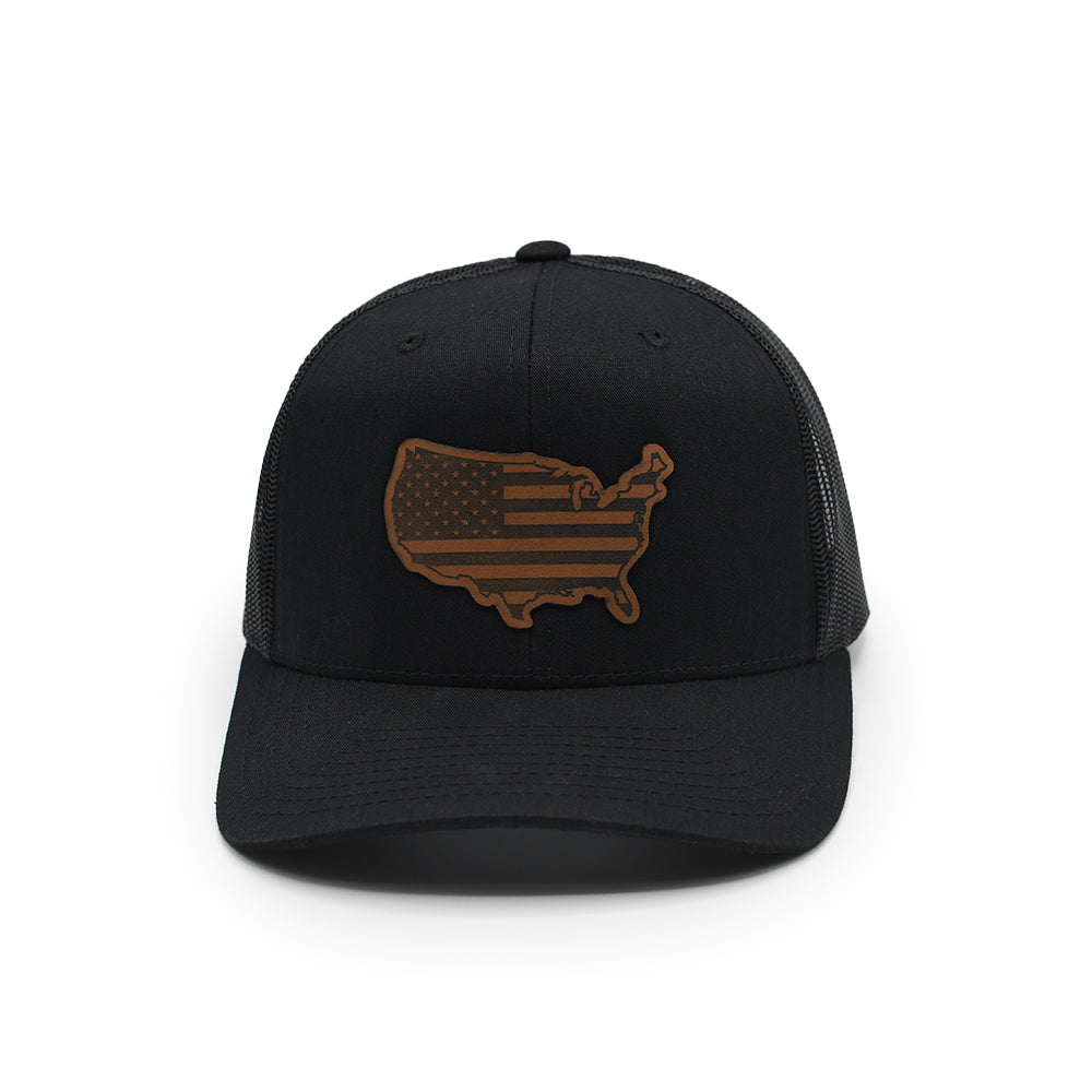 USA Country Flag Leather Patch Hat