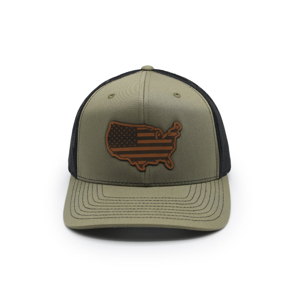 USA Country Flag Leather Patch Hat