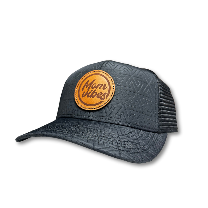 Quilted MomVibes Circle Patch - Curved Bill Trucker Snapback