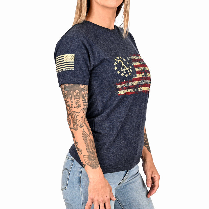 Women's 2A Betsy Ross Flag Patriotic Boyfriend Fit T-Shirt