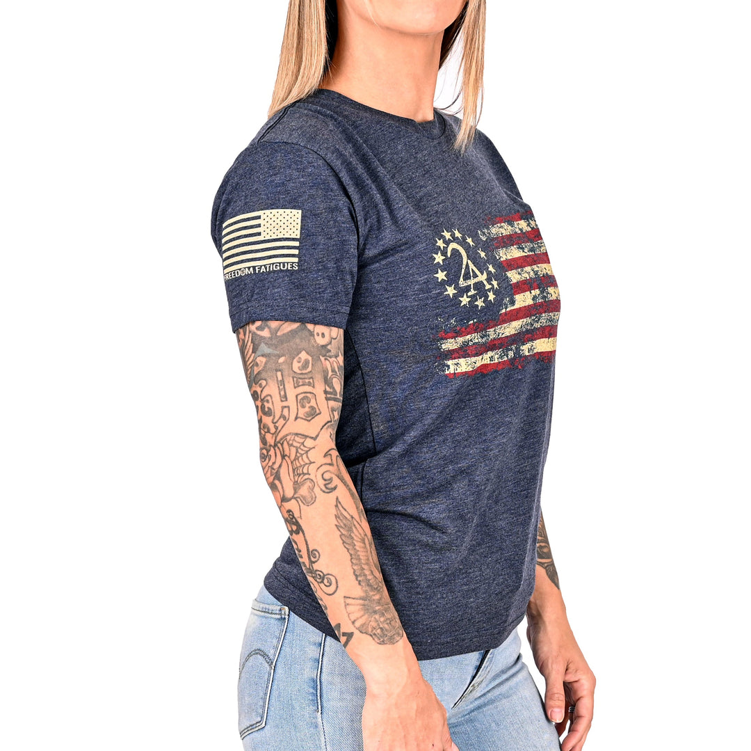 Women's 2A Betsy Ross Flag Patriotic Boyfriend Fit T-Shirt