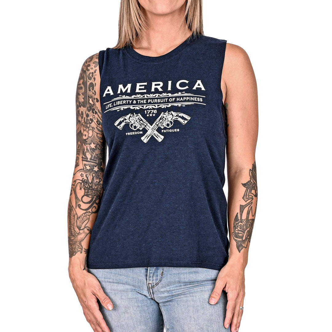 Women's Unalienable Rights Muscle Tank - Midnight Navy