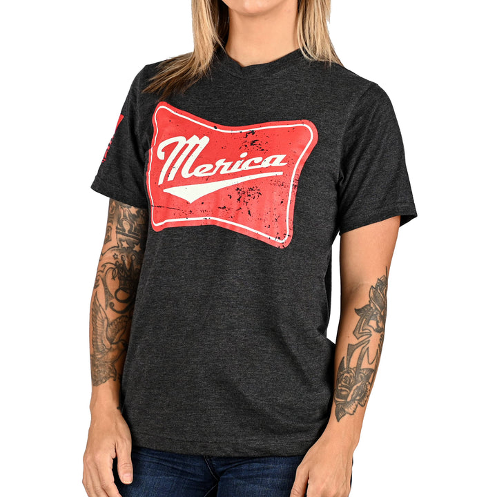 Women's 'Merica Patriotic Boyfriend Fit T-Shirt - Heather Charcoal