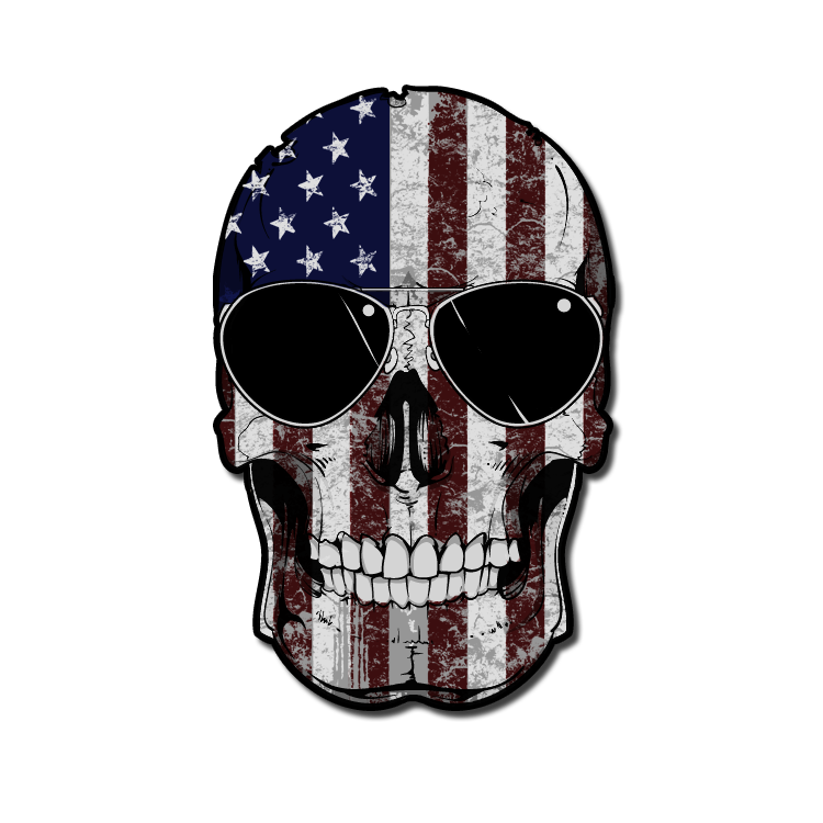American Skull Flag Decal