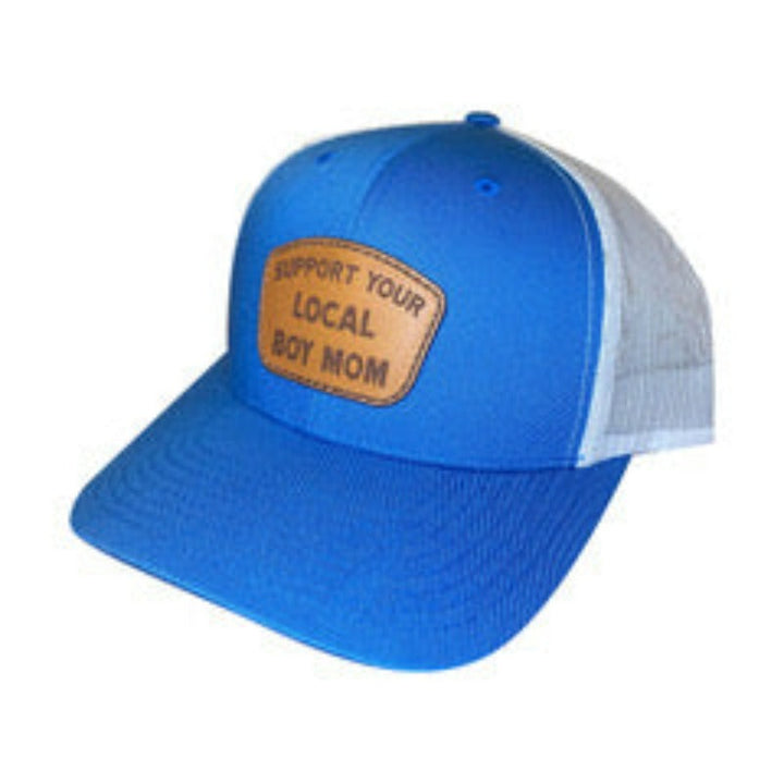 Support Your Local Boy Mom Hat (Ocean Blue/Cream)