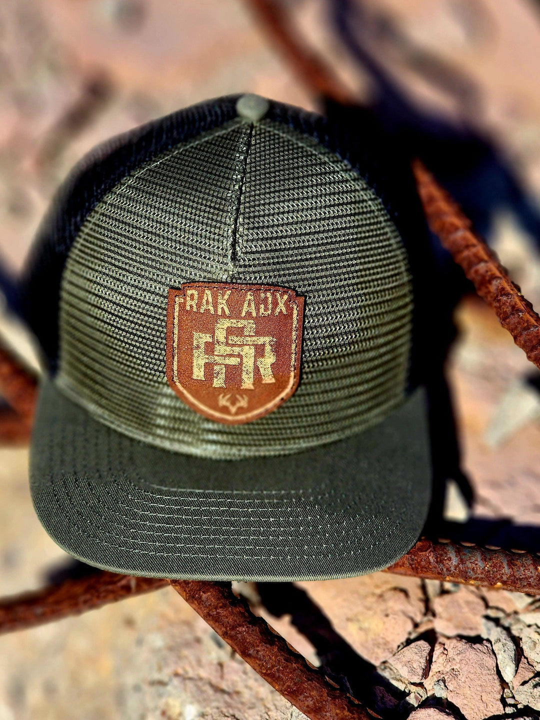 RA Branded Leather Mesh Hat