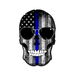 Thin Blue Line Flag Skull Decal