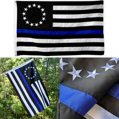 Embroidered Thin Blue Line Betsy Ross Flag