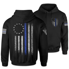 Thin Blue Line Betsy Ross Flag Hoodie