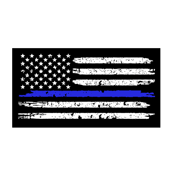 Thin Blue Line American Flag Decal - Distressed