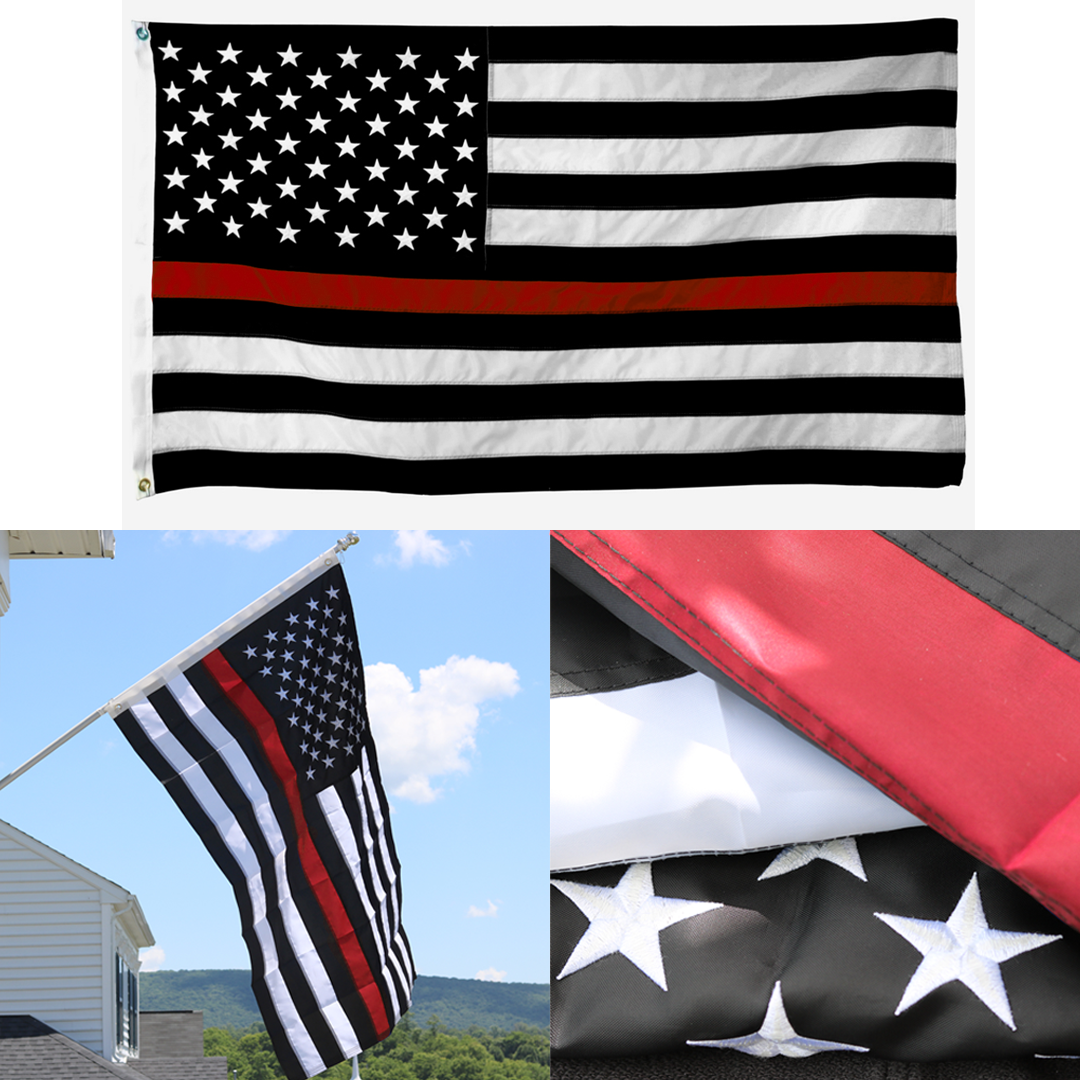 Embroidered Thin Red Line Flag