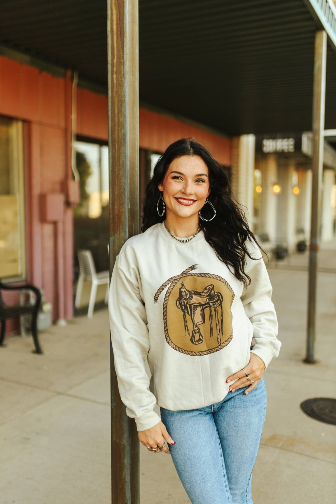 Western Saddle Graphic Sweatshirt